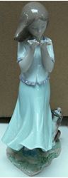 Picture of LLADRO FIGURINE WHISPERING BREEZE GIRL WITH PUPPY
