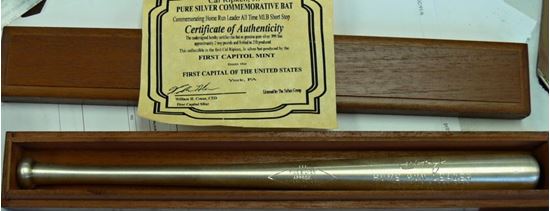 Picture of CAL RIPKEN JR SILVER BAT FIRST CAPITOL MINT 2 TROY POUNDS .999 FINE SILVER