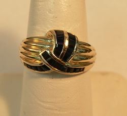 Picture of 14K YELLOW GOLD WOMENS RING W/ BLUE STONES SZ-8 3.9G 