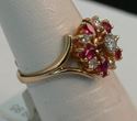 Picture of 14K YELLOW GOLD ING WITH DIAMONDS AND RED STONES SZ-6 3.2G 