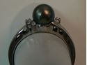 Picture of 10K WHITE GOLD RING WITH BLACK PEARL AND DIAMONDS SZ-6.5 2.7G