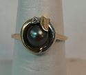 Picture of 10K YELLOW + WHITE GOLD WITH BLACK PEARL AND DIAMOND SZ-6.75 2.4G