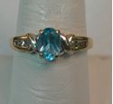 Picture of 10K YELLOW GOLD RING WITH BLUE STONE AND DIAMONDS SZ-7.75 2.2G