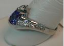 Picture of 14K WHITE GOLD WOMENS RING WITH BLUE STONE & DIAMONDS SZ-10.5 6.6G