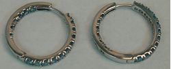 Picture of 14K WHITE GOLD HOOP EARRINGS WITH BLUE STONES 5.8G