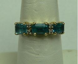 Picture of 14K YELLOW GOLD RING W/ BLUE STONES & DIAMONDS SZ-6.25 2.7G