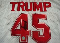 Picture of President Donald Trump Hand signed Basketball Jerrsey with COA. Extremely Rare 
