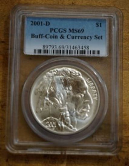 Picture of 2001 D Denver Buffalo Commemorative Silver Dollar $1 PCGS MS 69