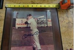 Picture of Mickey Mantle plaque with autograph picture and C.O.A