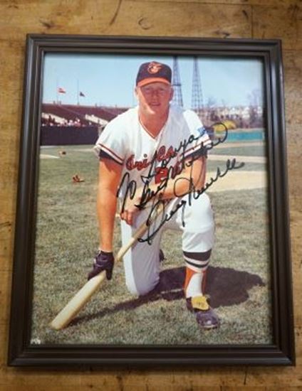 Picture of Boog Powell autographed picture framed. Orioles. Rare