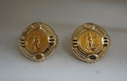 Picture of 14kt yellow gold earrings with 1994 5 dollar fine gold coin 1/10th
