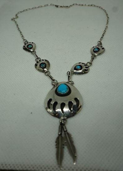 Picture of STERLING SILVER NECKLACE WITH TURQUOISE STONES 13.1 GR 