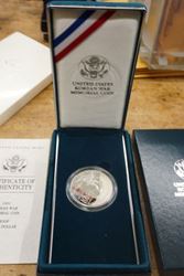 Picture of 1991 KOREAN WAR MEMORIAL COIN PROOF SILVER DOLLAR W BOX AND COA MINT