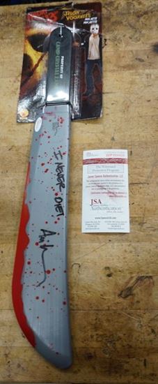 Picture of Friday The 13th Movie Rare Jason Voorhees Signed Prop Machete Ari Lehman JSA COA