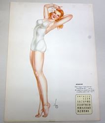Picture of VARGAS AUGUST 1945 PINUP CALENDAR PAGE VERY GOOD CONDITION 