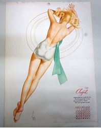 Picture of VARGAS AUGUST 1946 PINUP CALENDAR PAGE VERY GOOD CONDITION