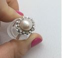 Picture of 14kt white gold fashion ring with 15 round diamonds and 8.5 mm Pearl 