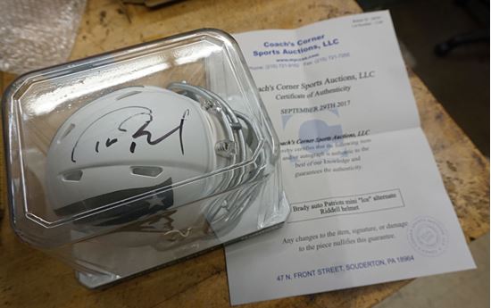 Picture of TOM BRADY PATRIOTS SIGNED MINI HELMET ICE WITH COA MINT CONDITION COLLECTIBLE