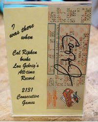 Picture of RECORD BREAKING ORIOLES GAME TICKET SEPTEMBER 6 1995