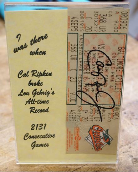 Picture of RECORD BREAKING ORIOLES GAME TICKET SEPTEMBER 6 1995