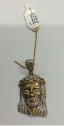 Picture of 10kt yellow gold Jesus head pendant with diamonds 