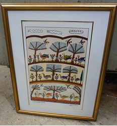 Picture of SHALOM OF SAFED BIRDS OF PARADISE LITHOGRAPH  11X16 FRAMED 17X22. VERY GOOD CONDITION.