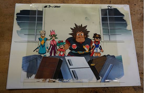 Picture of JAPANESE ANIME CEL (3) 10.5X9 WITH BACKGROUND 14X10 GOOD CONDITION COLLECTIBLE. NOTE -  3 CELS WITH BACKGROUND . THEY STAPLED TOGETHER.