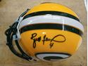 Picture of BRETT FAVRE SIGNED MINI HELMET WITH CASE; COA; AND FOOTBALL CARD MINT COLLECTIBLE. 