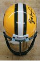 Picture of BRETT FAVRE SIGNED MINI HELMET WITH CASE; COA; AND FOOTBALL CARD MINT COLLECTIBLE. 