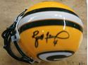 Picture of BRETT FAVRE SIGNED MINI HELMET WITH CASE; COA; AND FOOTBALL CARD MINT COLLECTIBLE. 