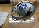 Picture of MINI HELMET SIGNED BY 3; TROY AIKMAN 8 ; EMMITT SMITH 22; 3RD SIGNATURE UNKNOWN DALLAS COWBOYS WITH COA. MINT CONDITION. COLLECTIBLE. RIDDELL MINI HELMET 