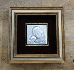 Picture of Mother and Child, Marchio Preziosi AN-22, Italy Framed 925 Sterling Silver Tile . MINT CONDITION. 3.5X3.5. 