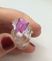 Picture of 10kt white gold ladies ring size 7 4.5 gr with pink stone and 2 white stones mint pre owned 793753-1 