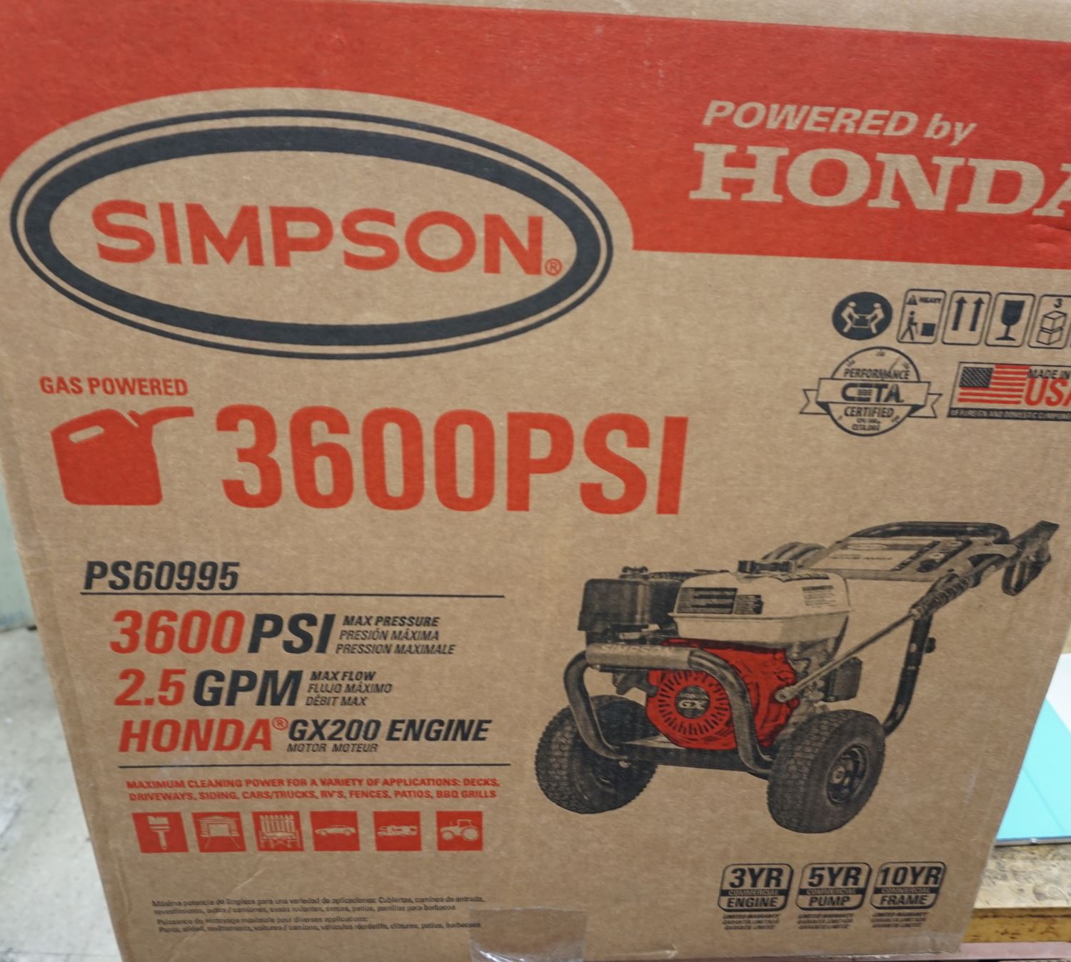 Cash USA Simpson Powershot 3600 PSI 2.5 GPM Pressure Washer