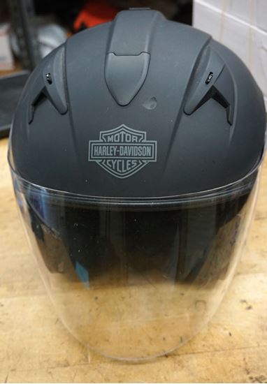 Picture of HARLEY DAVIDSON MOTORCYCLE HELMET BLACK W LIFT FACE SHIELD; SUN PROTECTION.SMALL. PRE OWNED. VERY GOOD CONDITION. 