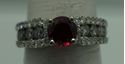 Picture of 14kt white gold ring with diamonds and red stone size 6.75