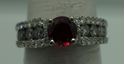 Picture of 14kt white gold ring with diamonds and red stone size 6.75