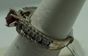 Picture of 14kt white gold ring with diamonds and red stone size 6.75