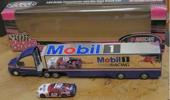 Picture of 1:64 MOBIL ONE RACING TRUCK & SMALL FORD TAURUS CAR COLLECTIBLE NEW. IN BOX.