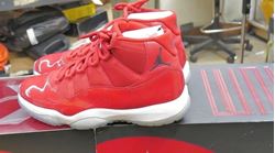 Picture of Nike Air Jordan Retro 11 Win  Gym Red Black  White Rouge Gym  378037-623 Sz 11. pre owned. with box. good condition please look at all the pictures.