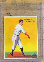 Picture of 1933 LONNIE WARNEKE BASEBALL CARD VINTAGE. GOOD CONDITION. COLLECTIBLE. RARE. 