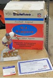 Picture of O.J. SIMPSON LIMITED EDITION SIGNED FIGURINE 358/100 WITH PSA CERTIFICATION.  VERY GOOD CONDITION. COLLECTIBLE. 