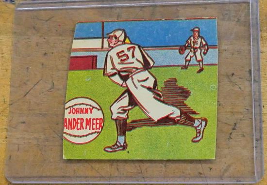 Picture of JOHNNY VANDERMEER CINCINNATI REDS M.P & CO N.Y.C VINTAGE BASEBALL CARD. GOOD CONDITION. COLLECTIBLE. PLEASE LOOK AT ALL THE PICTURES. CARD CUT UNEVEN.