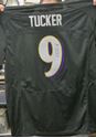 Picture of Justin Tucker Baltimore Ravens Autographed Black Custom Jersey JSA Authenticated.  VERY GOOD CONDITION. JSA CERTIFIED W270687.
