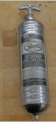 Picture of Vintage Pyrene Heavy Vehicle Type Fire Extinguisher 1 Quart Original Bracket. very good condition. with tag. please look at all the pictures. 