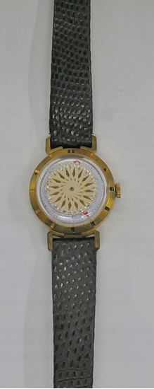 Picture of Vintage Ernest Borel Cocktail Kaleidoscope Ladies Watch With Brown Leather Band. pre owned. very good condition. 