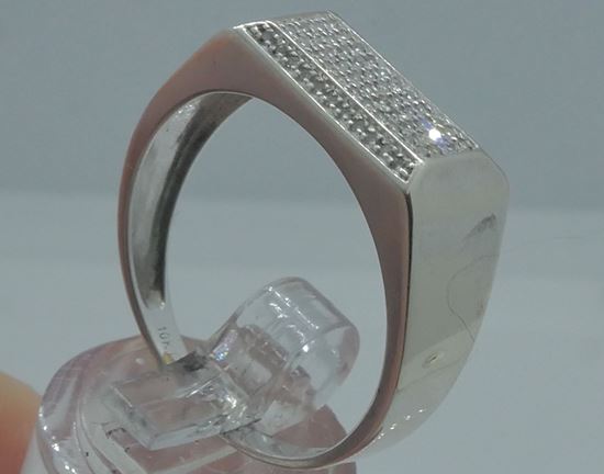 Picture of 10kt white gold men's ring with 0.25 carat of diamonds; 3.8 grams; size 11.5. pre owned. very good condition. 831278-2. 