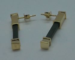 Picture of 14kt yellow gold earrings with black rubber 3.8 grams 279037-4 