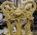 Picture of Vintage small chair 21"  with lion heads  good condition. not sure what it made of. some kind of plaster material. please look at all the pictures. 