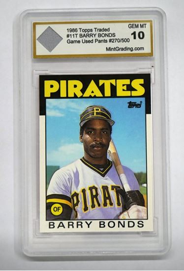 Picture of Barry Bonds 1986 Topps Traded #11T GAME USED PANTS  270/500 10 GEM MT Mint Condition